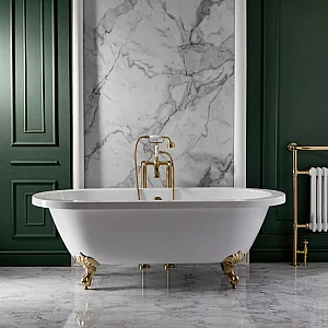 Milano Legend 1780mm Double Ended Freestanding Roll Top Bath Brushed Brass Feet