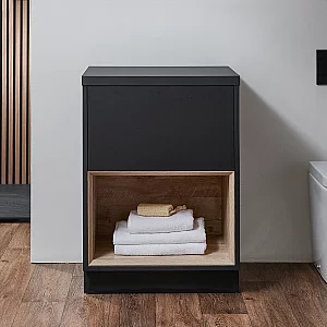 Milano Bexley Black Grey 600mm Open Shelf Vanity Unit