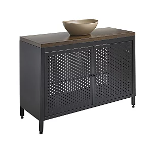 Milano Beswick Black Metal 1200mm Vanity Unit with Dark Oak Countertop and Elements Oval Sand Basin