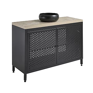 Milano Beswick Black Metal 1200mm Vanity Unit with Light Oak Countertop and Elements Round Graphite Basin