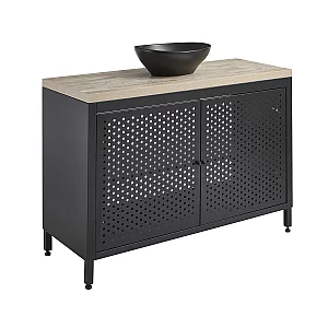 Milano Beswick Black Metal 1200mm Vanity Unit with Light Oak Countertop and Elements Oval Graphite Basin