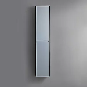 Milano Bromley Urban Grey Waterproof 1500mm Tall Wall Hung Bathroom Storage Cabinet