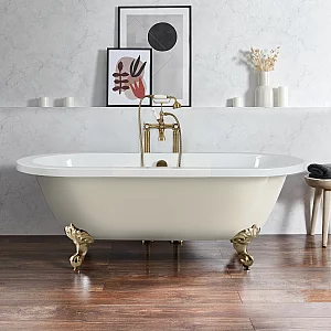 Milano Legend Linen Traditional Roll Top Freestanding Bath 1780mm x 825mm Brushed Brass Feet