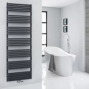 Milano Bow Black DBar Central Connection Heated Towel Rail 1800mm x 600mm