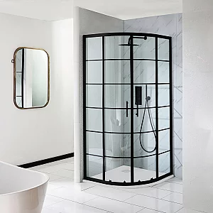 Milano Barq Black Quadrant Shower Enclosure 760mm