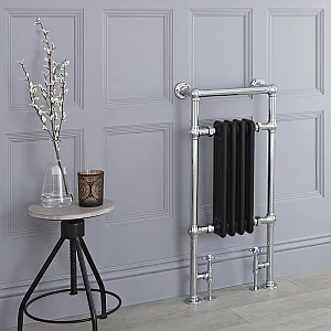 Milano Elizabeth Black and Chrome Traditional Heated Towel Rail 930mm x 452mm