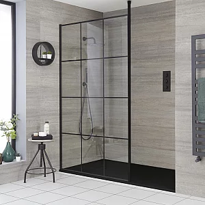Milano Barq Modern WalkIn Shower Enclosure with 1700mm x 900mm Anthracite Slate Tray