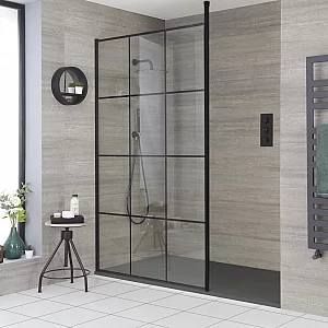 Milano Barq Modern WalkIn Shower Enclosure with 1700mm x 800mm Grey Slate Tray