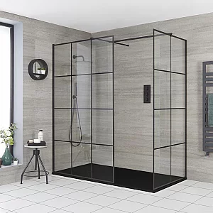 Milano Barq Corner WalkIn Shower Enclosure with Anthracite Slate Tray 1400mm x 800mm