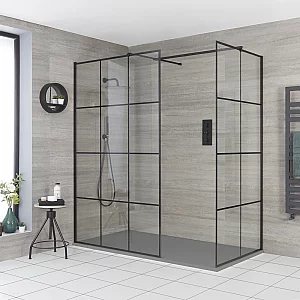 Milano Barq Corner WalkIn Shower Enclosure with Light Grey Slate Tray 1200mm x 800mm