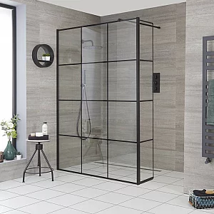 Milano Barq Wet Room Shower Enclosure with Hinged Return Panel 760mm Glass No Drain