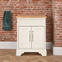 Milano Thornton Antique White 645mm Traditional Vanity Unit with Classic Round Chrome Handles