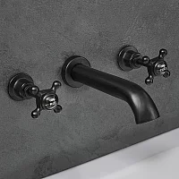 Milano Elizabeth Traditional Wall Mounted 3 Mixer TapHole Crosshead Bath Filler Mixer Tap Black