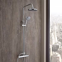 Milano Select Chrome Thermostatic Mixer Shower with Shower Head Hand Shower and Telescopic Riser Rail 2 Outlet