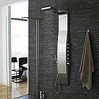 Milano Select Modern Exposed Thermostatic Shower Tower Panel with Large Shower Head Hand Shower and Body Jets Chrome