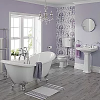 Milano Traditional Freestanding Double Ended Slipper Bath Suite Low Level WC inc Brassware