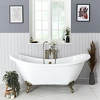 Milano Legend 1750mm Double Ended Freestanding Slipper Bath Brushed Gold Feet