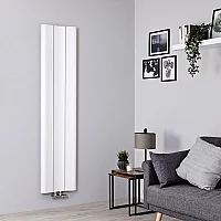 Milano Solis Aluminium White Vertical Designer Radiator Single Panel 1600mm x 370mm