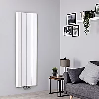 Milano Solis Aluminium White Vertical Designer Radiator Single Panel 1600mm x 495mm