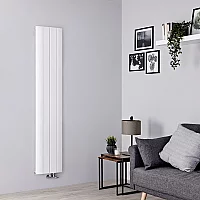 Milano Skye White Aluminium Vertical Designer Radiator 1600mm x 375mm Single Panel