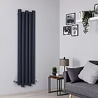 Milano Motus Aluminium Anthracite Vertical Designer Radiator 1600mm x 390mm Single Panel
