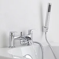 Milano Razor Modern Deck Mounted Waterfall Bath Shower Mixer Tap with Hand Shower Chrome
