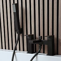 Milano Preto Modern Deck Mounted Bath Shower Mixer Tap Black