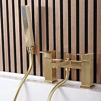 Milano Lyra Modern Deck Mounted Bath Shower Mixer Tap Brushed Brass