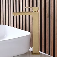 Milano Lyra Modern Mono High Rise Basin Mixer Tap Brushed Brass