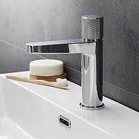 Milano Orta Modern Push Button Mono Basin Mixer Tap Chrome