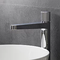 Milano Orta Modern Push Button High Rise Mono Basin Mixer Tap Chrome