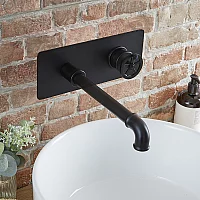 Milano Zandra Industrial Style Wall Mounted Basin Mixer Tap Black