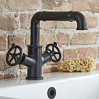 Milano Zandra Industrial Style Two Handle Mono Basin Mixer Tap Black