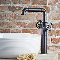 Milano Zandra Industrial Style High Rise Mono Basin Mixer Tap Black