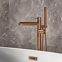 Milano Otto Modern Freestanding Bath Shower Mixer Tap Brushed Copper