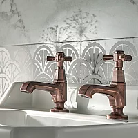 Milano Earlham Art Deco Basin Pillar Taps Choice of finish