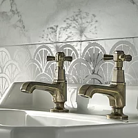 Milano Earlham Art Deco Basin Pillar Taps Aged Gold