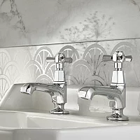 Milano Earlham Art Deco Basin Pillar Taps Chrome