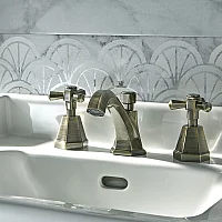 Milano Earlham Art Deco 3 TapHole Basin Mixer Tap Aged Gold