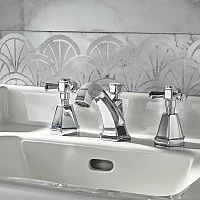 Milano Earlham Art Deco 3 TapHole Basin Mixer Tap Chrome