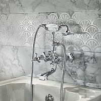 Milano Earlham Art Deco Wall Mounted Bath Shower Mixer Tap Chrome