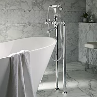 Milano Earlham Art Deco Freestanding Bath Shower Mixer Tap with Hand Shower Chrome