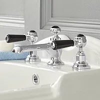 Milano Elizabeth Traditional 3 TapHole Lever Basin Mixer Tap Chrome and Black