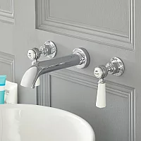 Milano Elizabeth Traditional Wall Mounted 3 TapHole Lever Head Basin Mixer Tap Choice of Finish