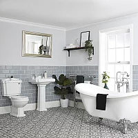 Milano Windsor Traditional Bathroom Suite with Freestanding Bath Close Coupled Toilet and Pedestal Basin