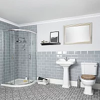 Milano Richmond Traditional Shower Suite with Quadrant Enclosure Close Coupled Toilet and Pedestal Basin