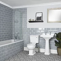 Milano Richmond Traditional Bathroom Suite with Bath Toilet and Pedestal Basin 1 Tap Hole
