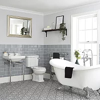Milano Richmond Traditional Bathroom Suite with Freestanding Bath Toilet and Washstand Basin