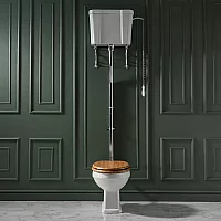 Milano Richmond Traditional High Level Toilet with Cistern Chrome Flush Kit and Warm Oak Seat
