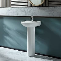 Milano Altham Modern 450mm Cloakroom Basin with Full Pedestal 1 Tap Hole